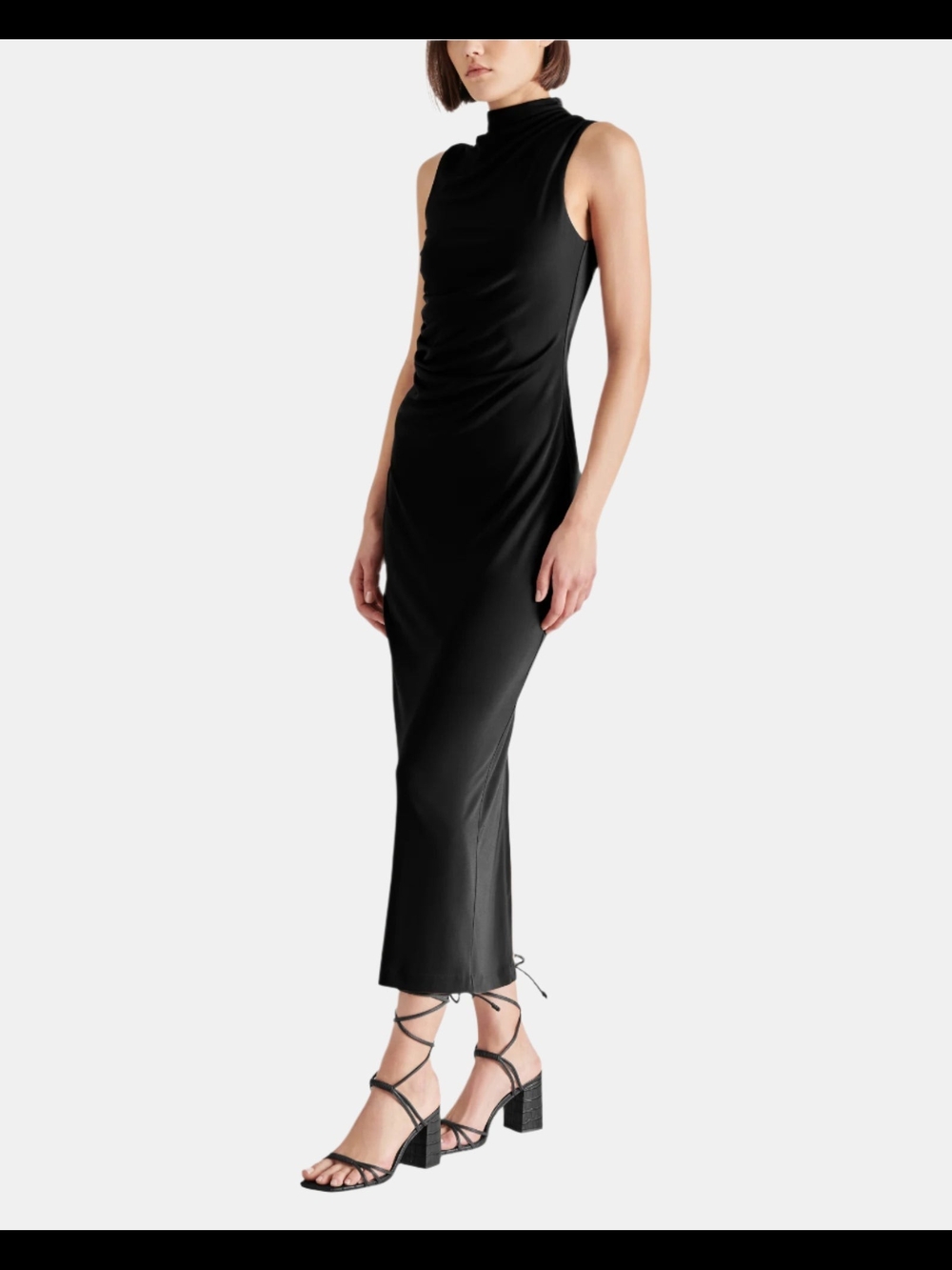 Steve Madden Black Sleeveless Mock Turtleneck Maxi Dress